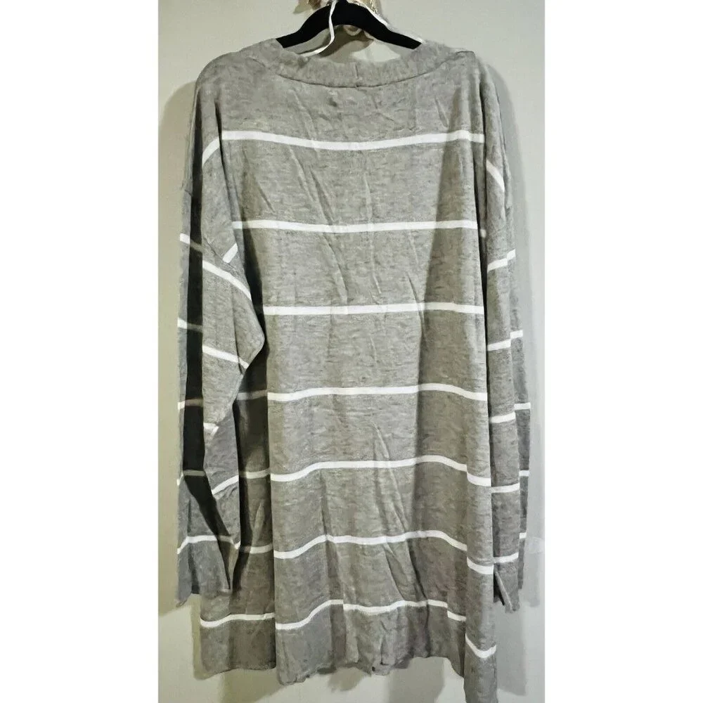 NEW Bloomchic Heather Gray 18-20 Button Up Sweater 3/4 Sleeve SOFT Stretch Long - Picture 2 of 5